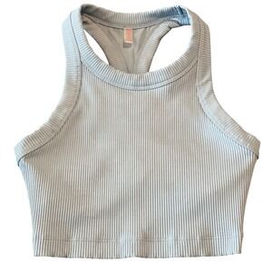 Free People Ribbed Racerback Crop Tank Top Light Blue Size S